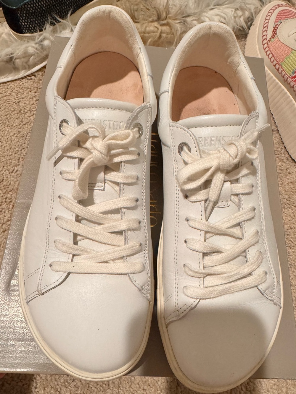 Birkenstock White Leather Low-Top Lace-Up Sneakers.Size 40.Msrp.160